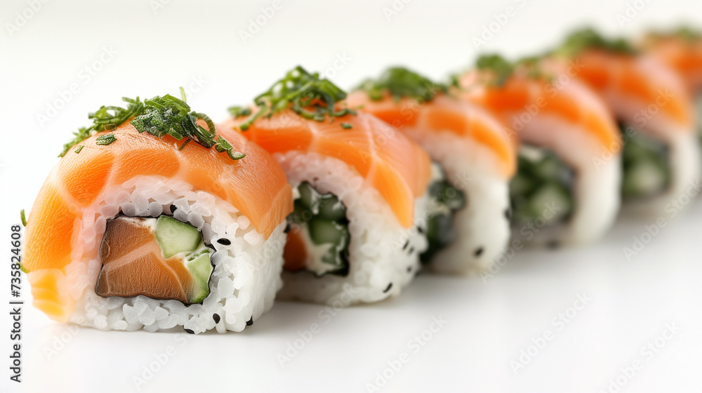 japanese sushi food. Maki ands rolls with tuna, salmon, shrimp, crab and avocado. Top view of assorted sushi. Rainbow sushi roll and nigiri. Set of sushi and maki with soy sauce white background japanese sushi food. Maki ands rolls with tuna, salmon, shrimp, crab and avocado. Top view of assorted sushi. Rainbow sushi roll and nigiri. Set of sushi and maki with soy sauce white background