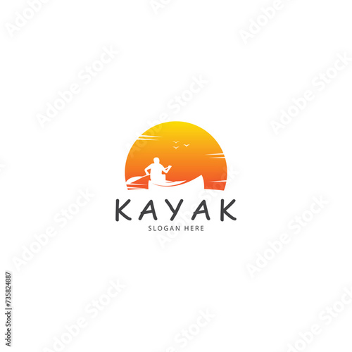 Vector adventure kayak logo outdor vector illustration design
