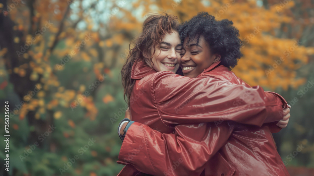 Fototapeta premium Two girls hugging 