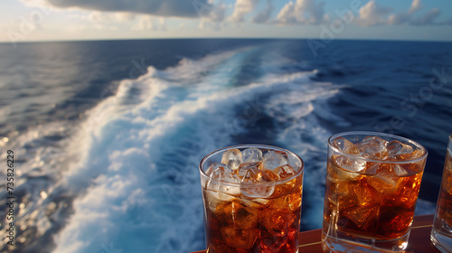 glass of beer on ice, on a boat