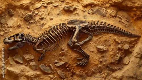 Dinosaur Fossils Museum on Brown Background