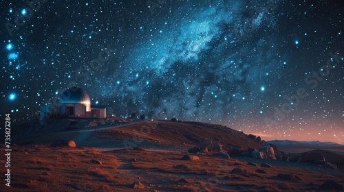 Mountain Observatory Night Sky