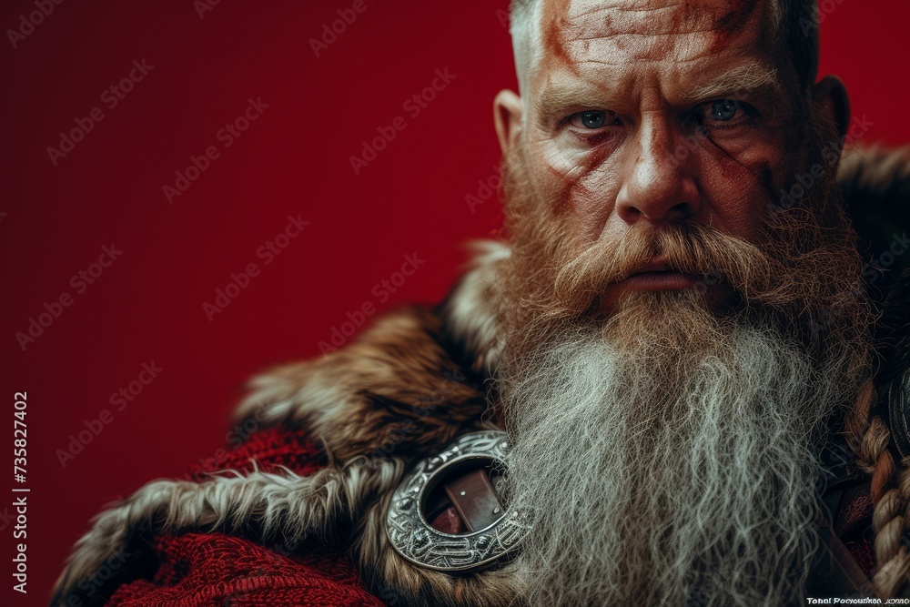 Viking Warrior on Red Background Viking Warrior on Red Background