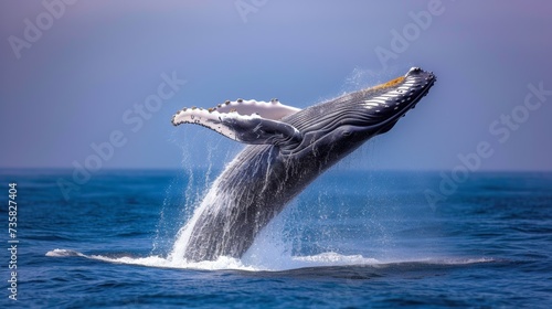 Humpback Whale Breach in Ocean © Custom Media