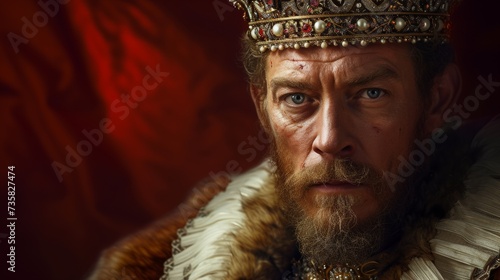 Tudor Royal Portrait in Dark Red