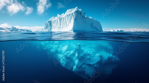 Iceberg Underwater View Blue Background