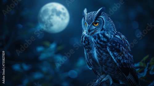 Owl in Moonlit Night