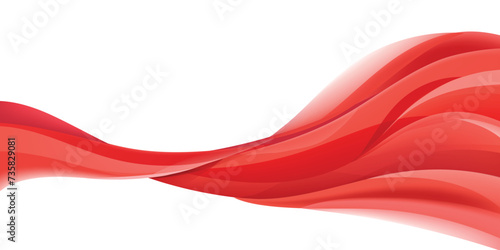 Vector abstract red on white wave background. Graphic curve flow energy banner, design shape template