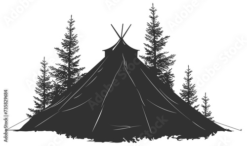 tent in the forest without background