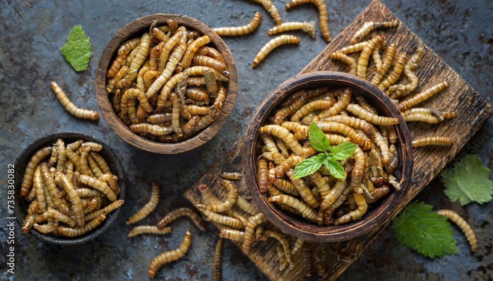 Close-up of edible mealworms Close-up of edible mealworms