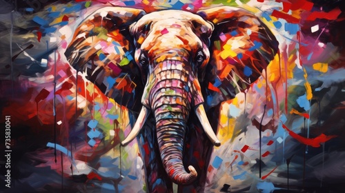 vibrant elephant art: colorful painting with creative abstract elements background - perfect for wall art, prints, and design projects