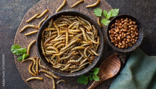 Close-up of edible mealworms