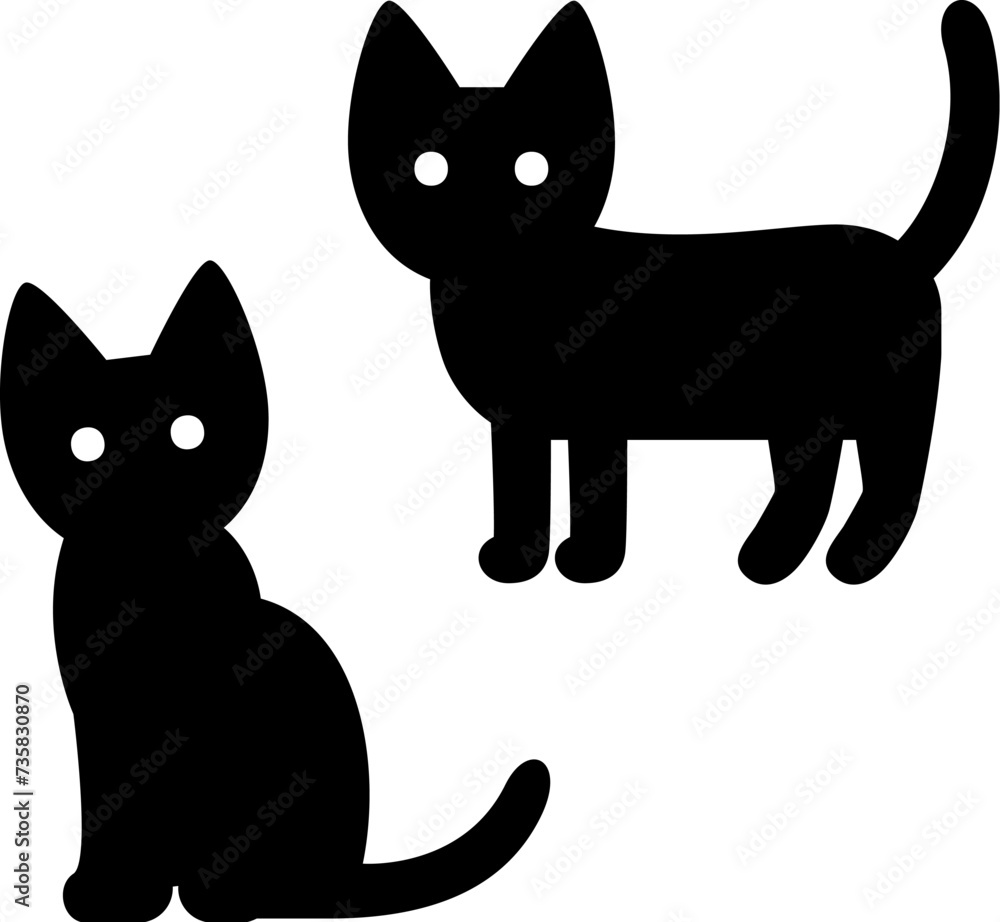 Obraz premium 猫のデフォルメシルエットイラスト