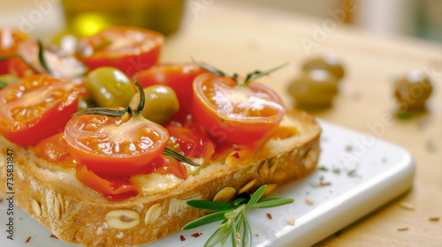 bruschetta with tomatoes and olives 