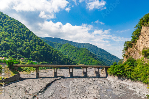 A bridge across the Kurmukhchay River near the village of Ilisu in Azerbaijan