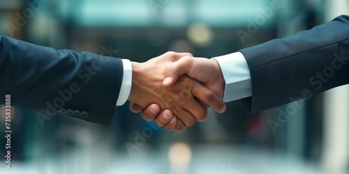Deal Sealed With Firm Handshake Between Business Professionals