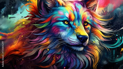 Vibrant fantasy animal illustration: captivating colorful painting with abstract elements - perfect for creative projects and inspiration