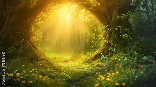 Ethereal Fantasy Forest with Arching Trees.