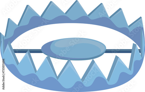 Bear trap dangerous metallic sharp jaws for animal hunting isometric vector illustration