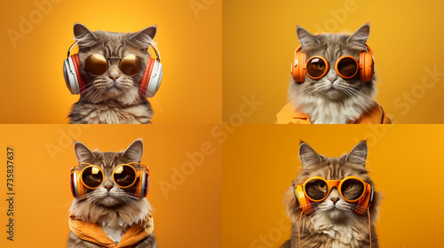 cat with headphones  Generative AI