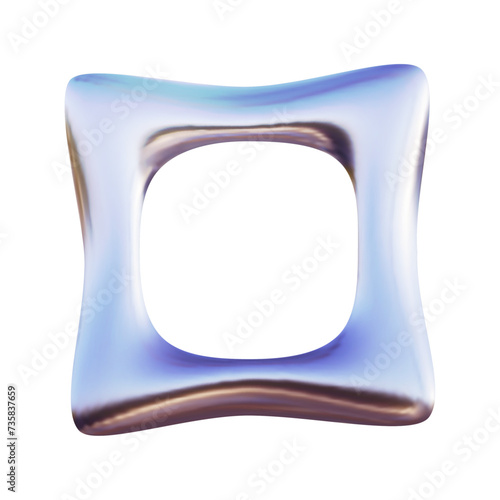 Abstract shape in 3D style. Glossy chrome metal vector illustration