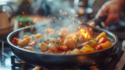 cooking in the kitchen