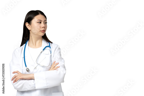 PNG  Asian girl as a doctor  isolated on white background.
