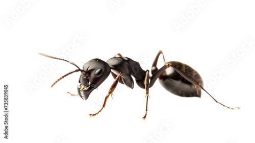close-up photo of black ants on transparent background
