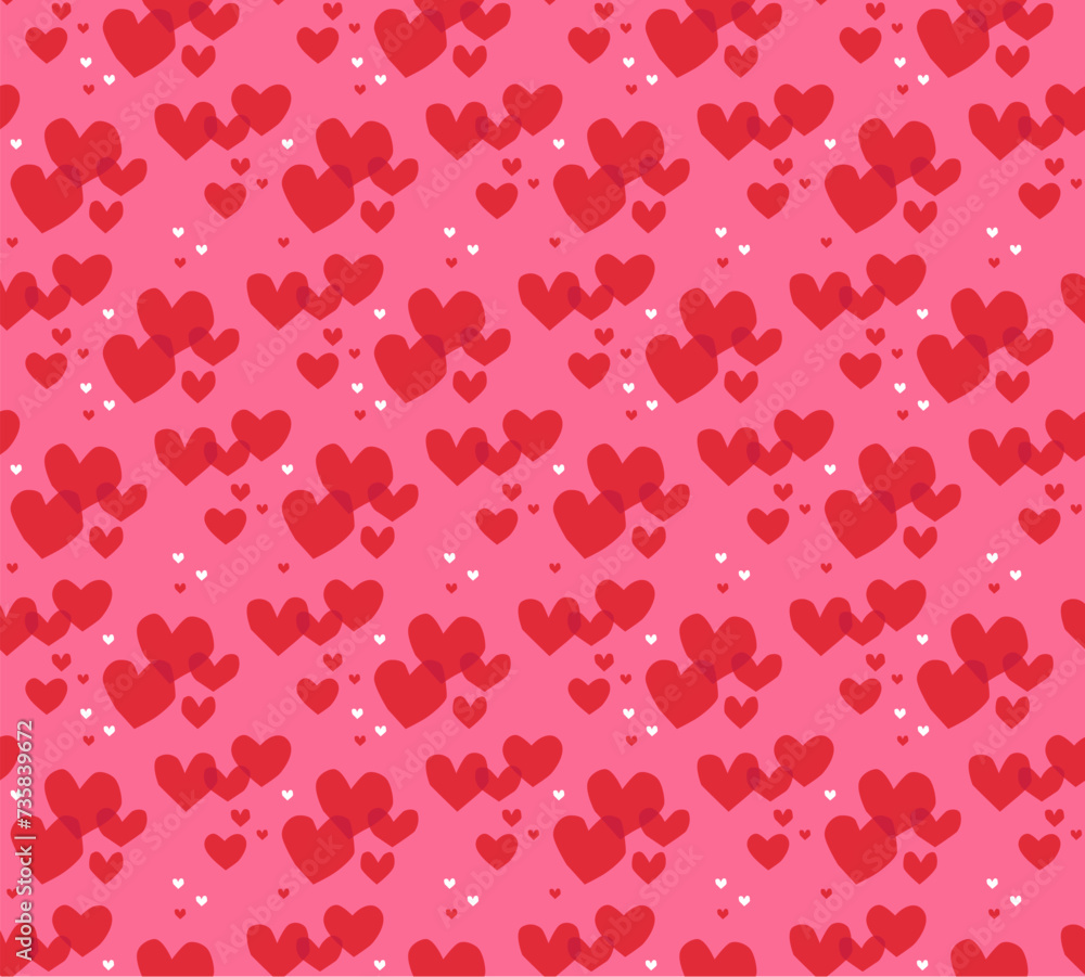 Seamless pattern of the cute hearts