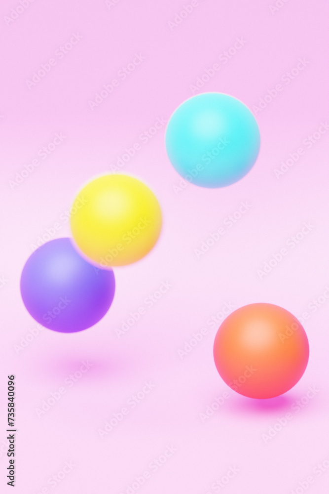3d illustration of a colorful spheres on a pink background. Digital metaball background of flying 3d illustration of a colorful spheres on a pink background. Digital metaball background of flying