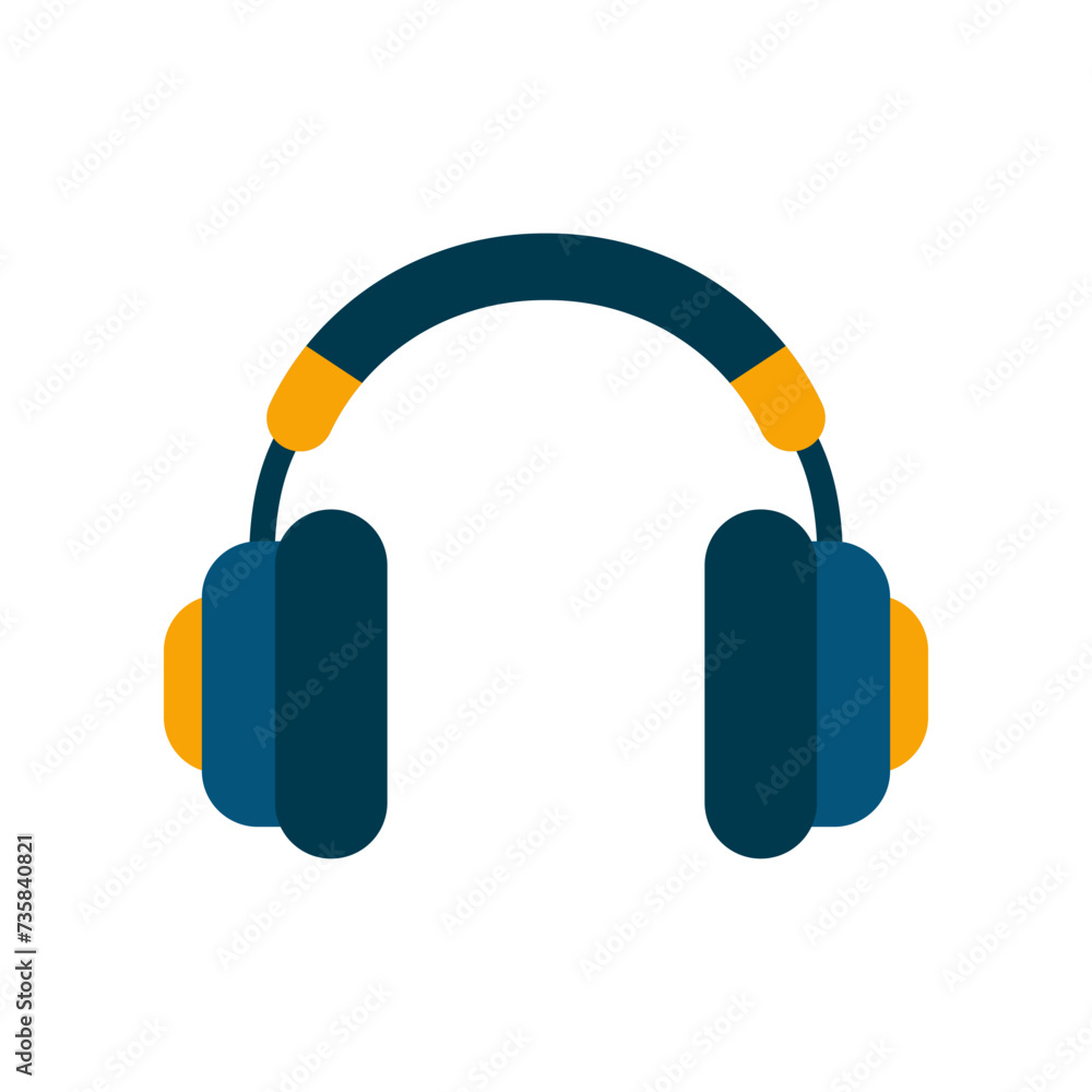 Blue headphones sound icon flat vector design Blue headphones sound icon flat vector design