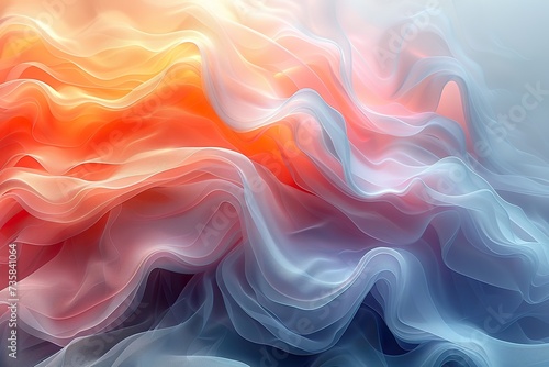 abstract background with smooth wavy lines in orange and pink colors
