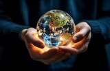 Hands Cradling Earth Globe with Care and Responsibility