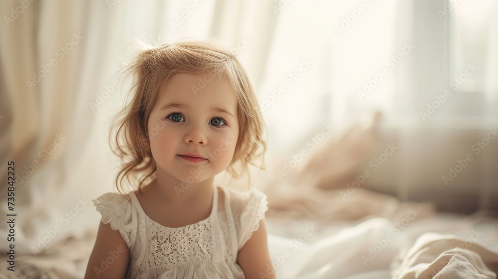 Portrait of a beautiful toddler child girl in her room Portrait of a beautiful toddler child girl in her room