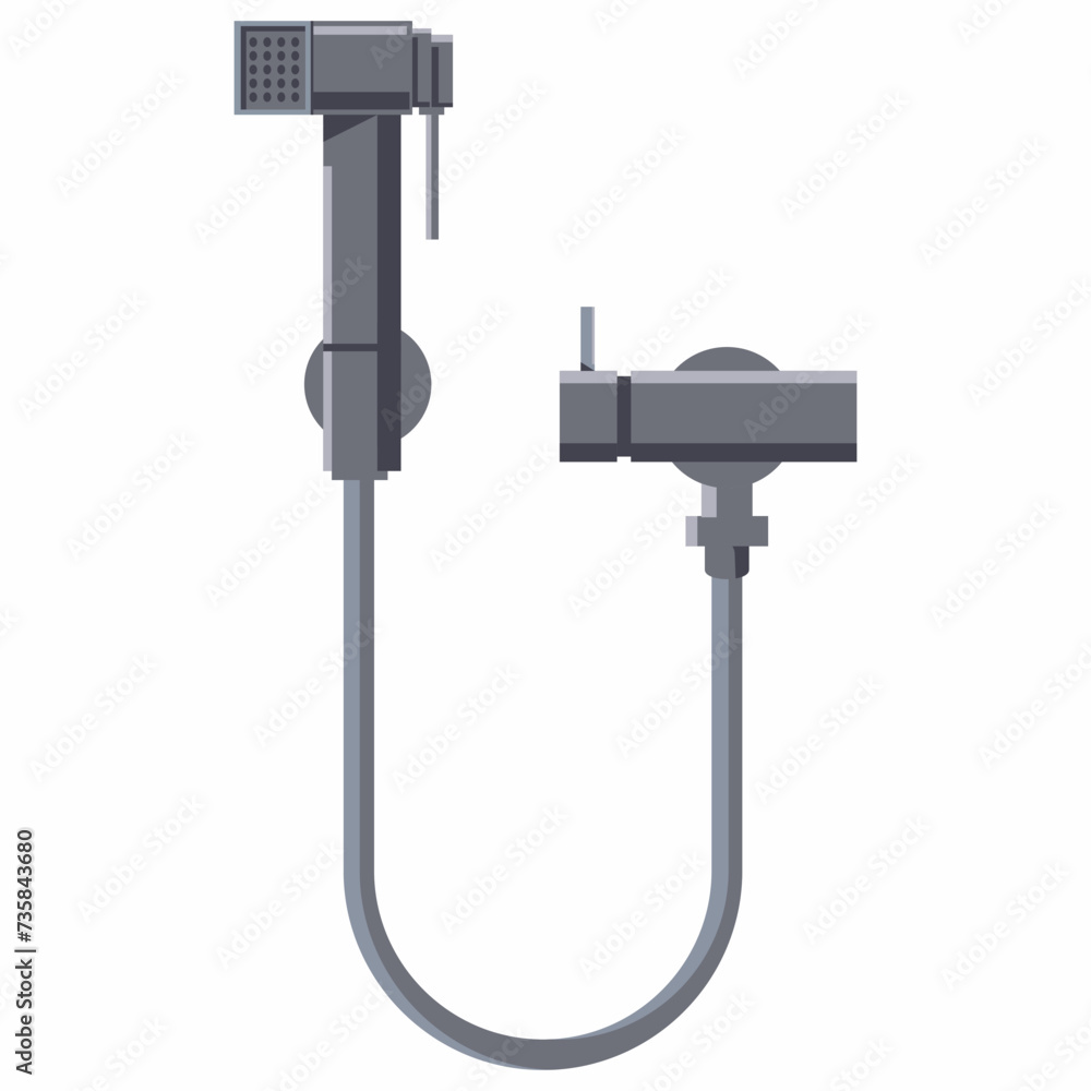 Mat black handheld bidet sprayer vector cartoon illustration isolated on a white background. Mat black handheld bidet sprayer vector cartoon illustration isolated on a white background.