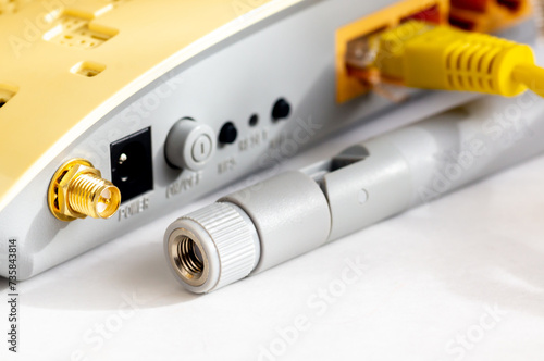 Canvastavla Close-up view of LAN network switch connectors with Ethernet cables attached