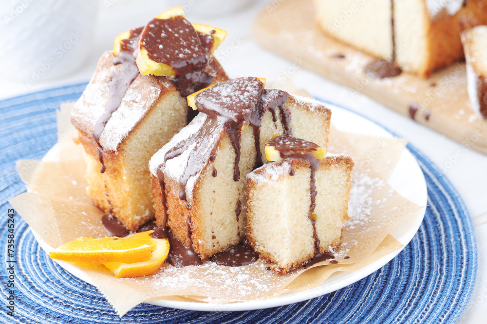 A biscuit citrus cake with oranges A biscuit citrus cake with oranges