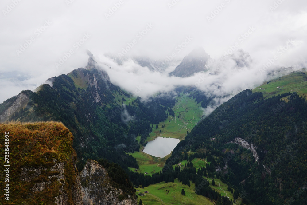 The view from Hoher Kasten mountain, the Swiss Alps
