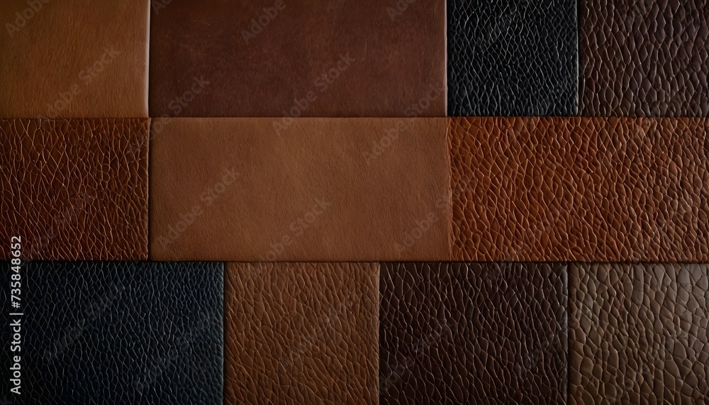 Fototapeta premium Assorted Leather Collage: Various Types in Composition