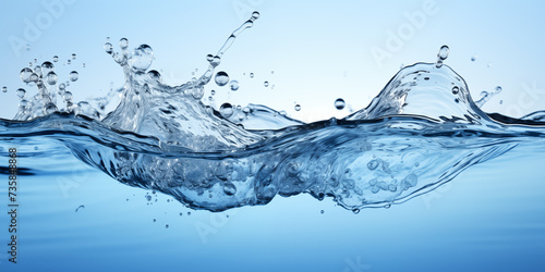 blue water splash isolated on white background. Water splash