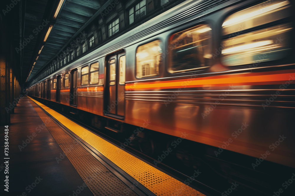Naklejka premium Subway train is arriving in station