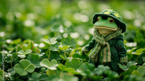 Frog on green background for St. Patrick's Day Festivities.