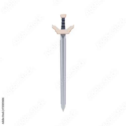 knife medieval sword cartoon vector illustration