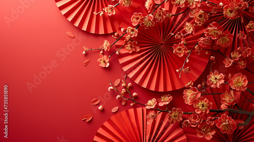 2023 Chinese new year  year of the rabbit banner template design  Red and gold vector modern and luxury chinese frame background. Happy Chinese new year background banner template  Generative AI