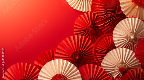 2023 Chinese new year  year of the rabbit banner template design  Red and gold vector modern and luxury chinese frame background. Happy Chinese new year background banner template  Generative AI
