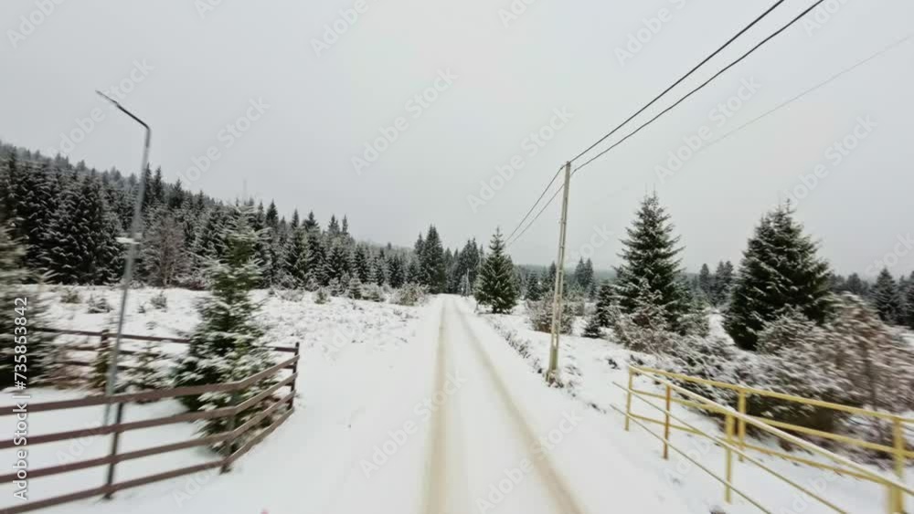 Landscape view from the drone with mountains with snow on Winter in Romania Landscape view from the drone with mountains with snow on Winter in Romania