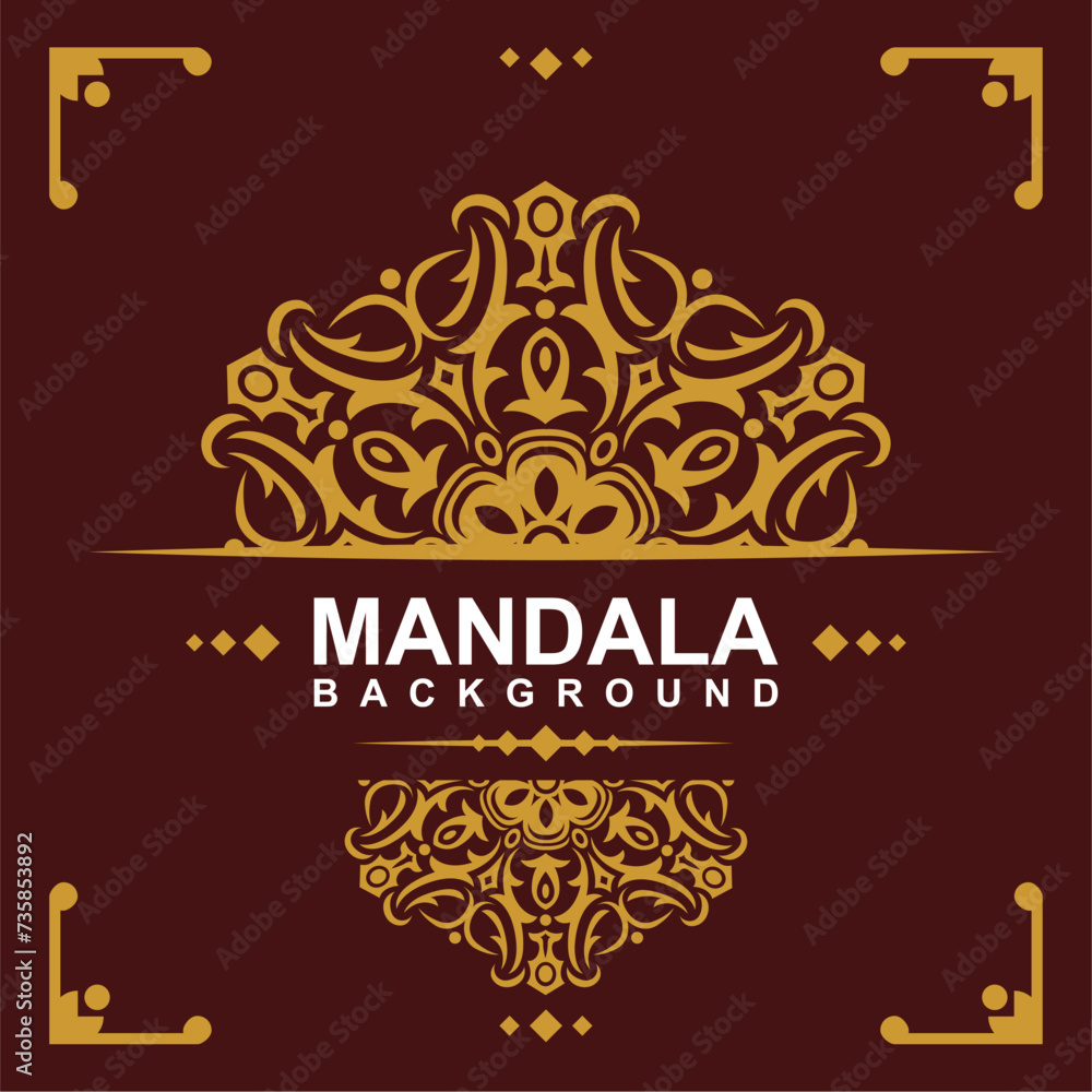Golden frame with mandala art background Golden frame with mandala art background