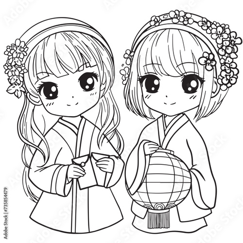 Chinese girl with lantern rite festival