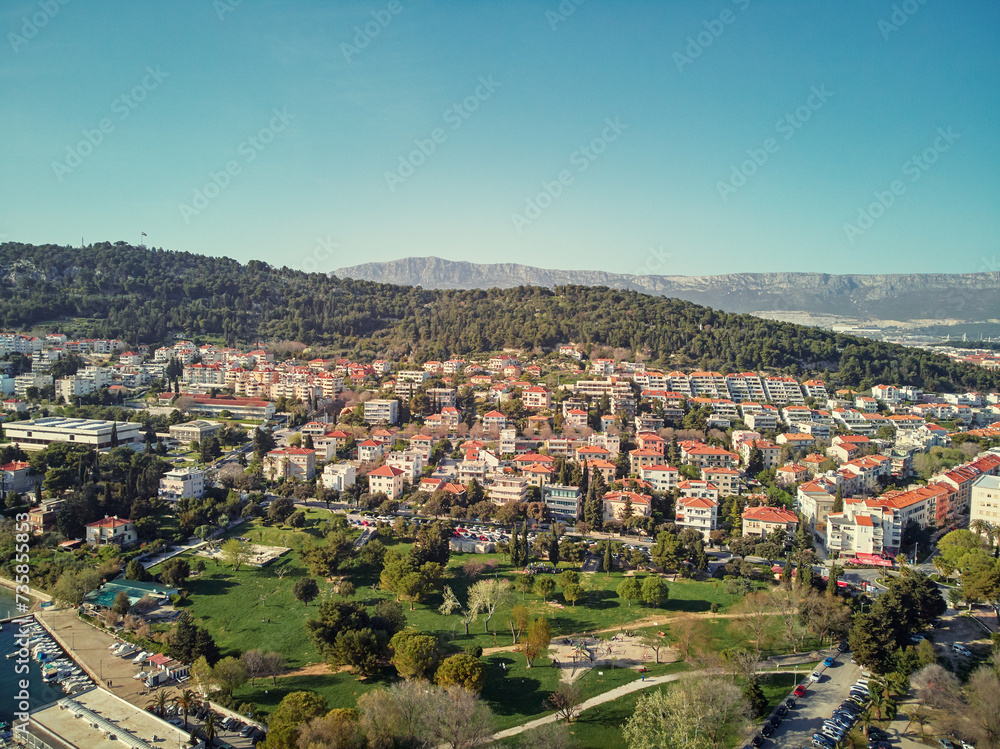 Beautiful cityscape. View of Split Town, Croatia. A famous tourist destination on the Adriatic Sea.