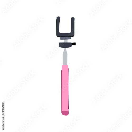 mobile selfie stick cartoon vector illustration